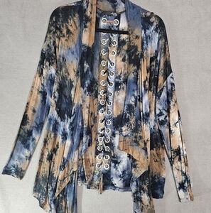 Ariella Tie Dye Open Front Cardigan Shirt Top Boho Hippie Flowy Grunge Beachy OS